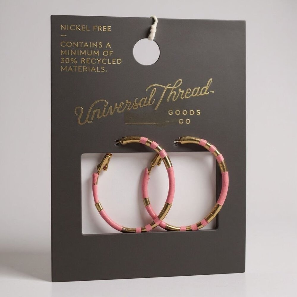 Universal Thread Nickel-Free Pink & Gold Hoop Earrings (2-PACK)